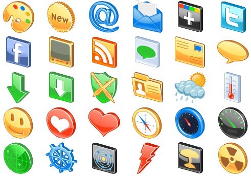 3D Glossy Web Icon Set