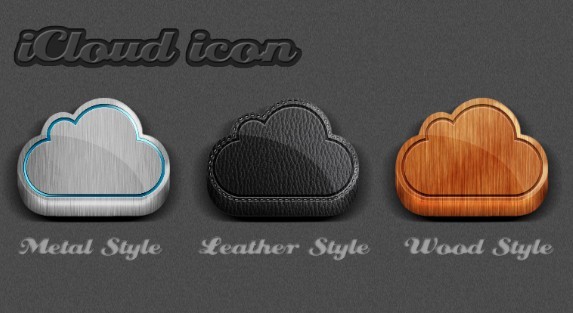 3D iCloud Icons PSD