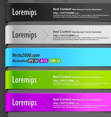 Set of Colored Web Corner Ribbons Vector