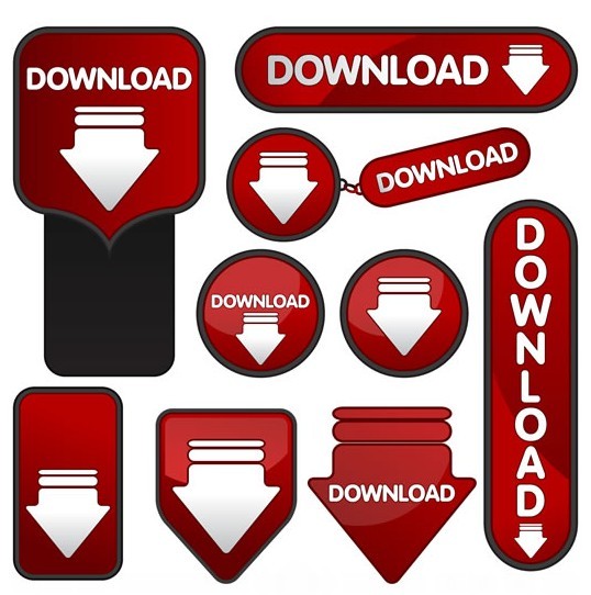 Vector Red Download Buttons with Black Borders