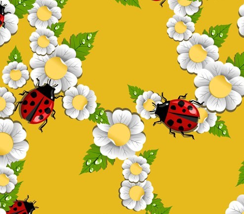 Happy Spring Green Leaves and Flowers Vector 02