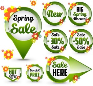 Set of Green Spring Sale Labels 04