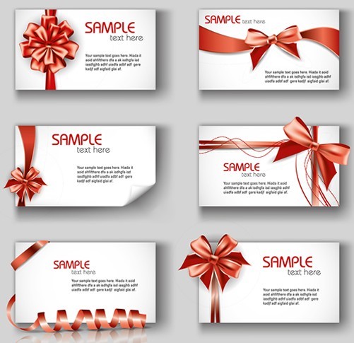 Set of Simple Vector Card Templates with Bows and Ribbons 01