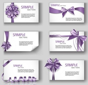 Set of Simple Vector Card Templates with Bows and Ribbons 03