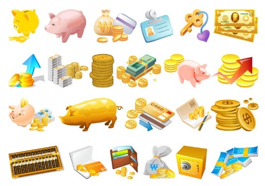 Vector Cartoon Currency Elements Icons