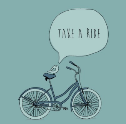 Cartoon Bicycle and Bird Vector Illustration