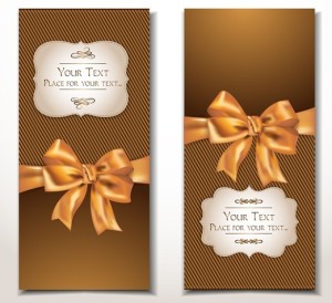Vector Elegant Gift Card with Bow Design Template 01