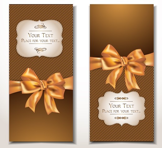 Vector Elegant Gift Card with Bow Design Template 01