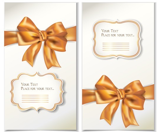 Vector Elegant Gift Card with Bow Design Template 02