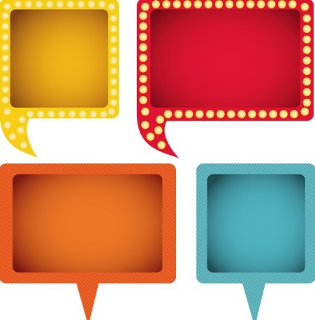 Colored Speech Bubble Labels Vector 01