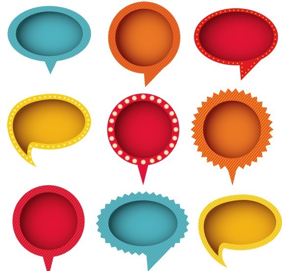 Colored Speech Bubble Labels Vector 02