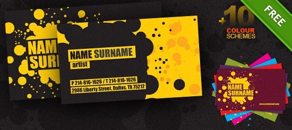 Creative Business Card Template with 10 Colour Schemes PSD