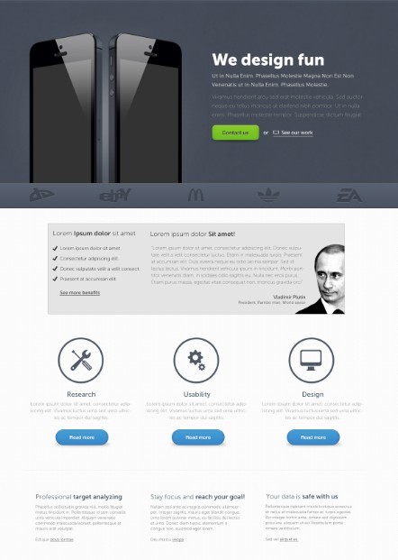 Elegant Dark Blue Fantastico Landing Page Template