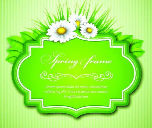 Spring Concept Green Floral Vector Frame 02