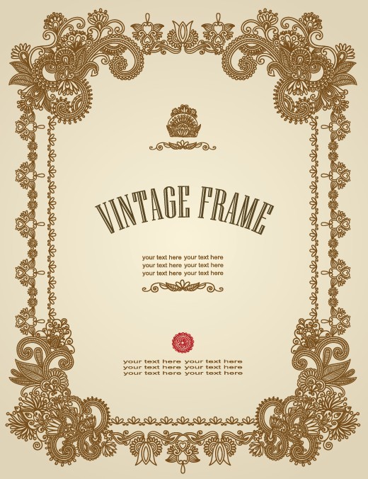 Vintage Golden Vector Floral Frame