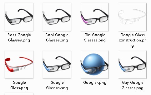 Colored Google Glass Icon Set