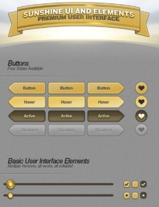 Golden Sunshine Web UI and Elements PSD