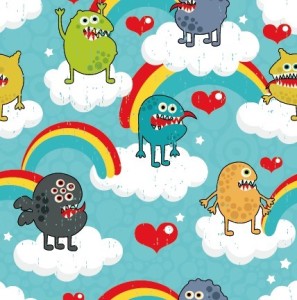 Vector Cartoon Little Monsters