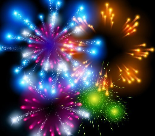 Colorful Fireworks Vector Background 02