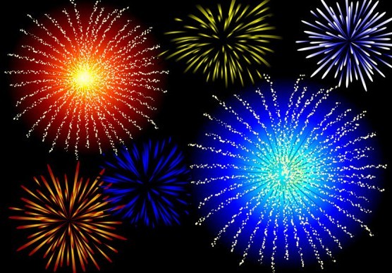 Colorful Fireworks Vector Background 04