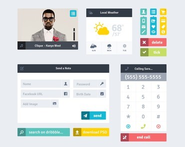 Flat Grid Layout Web UI Kit PSD