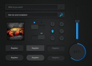 Modern Blue and Dark Web UI Kit PSD