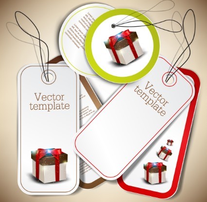 Set Clean Vector Tags with Gift Box Background