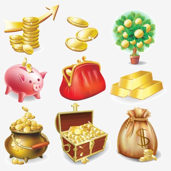 Vector Gold Coin and Treasure Icons