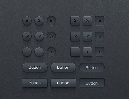 Dark Button UI Kit PSD