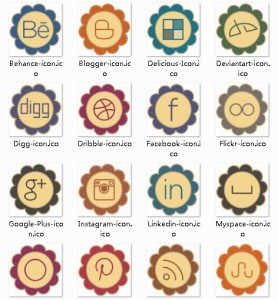 Retro Petal Like Social Media Icons