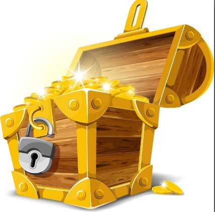 Vector Pirate Treasure Chest Full of Gold 03