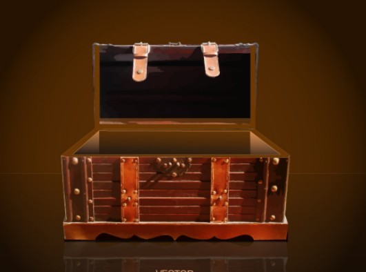 Vector Pirate Treasure Chest Full of Gold 04
