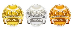 3 Money Back Guarantee Vector Badges with Ribbons