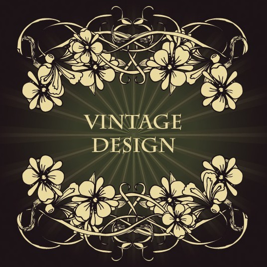 Golden Vintage Floral Framework Vector 01