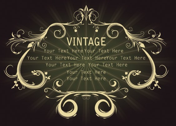 Golden Vintage Floral Framework Vector 03