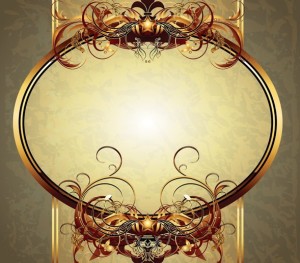 Golden Vintage Floral Framework Vector 04