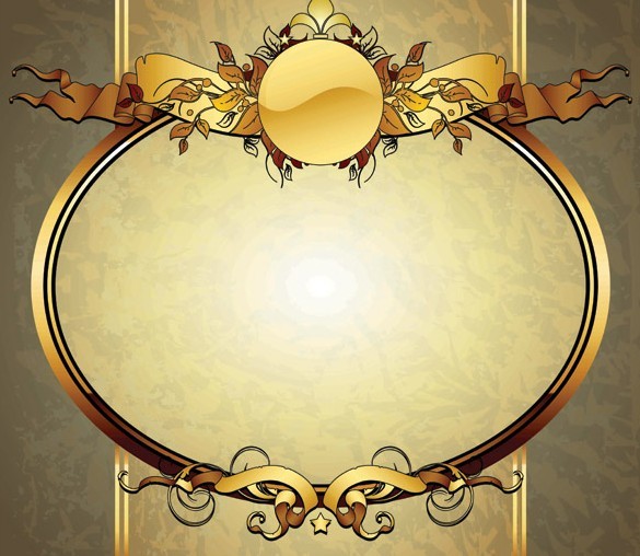 Golden Vintage Floral Framework Vector 06