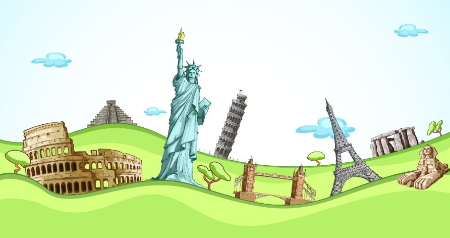 Most Famous Landmarks in the World Vector Illustration 01
