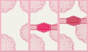 Retro Pink Invitation Card Cover Design Elements Vector 05