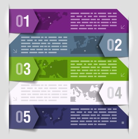 Stylish Origami Step Options Vector Labels 02
