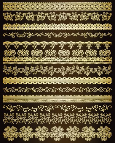 Elegant Vintage Vector Floral Borders 03