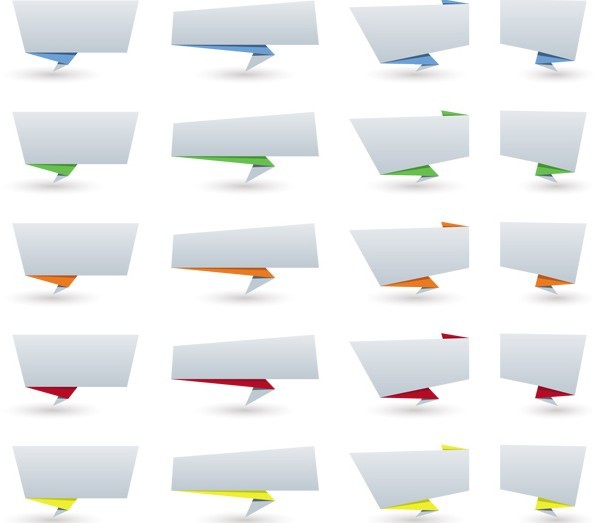 Set of Simple Blank Origami Vector Labels 01