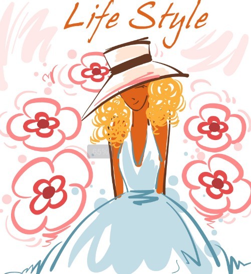 Fashion Hand Drawn Vector Spring Girl 03