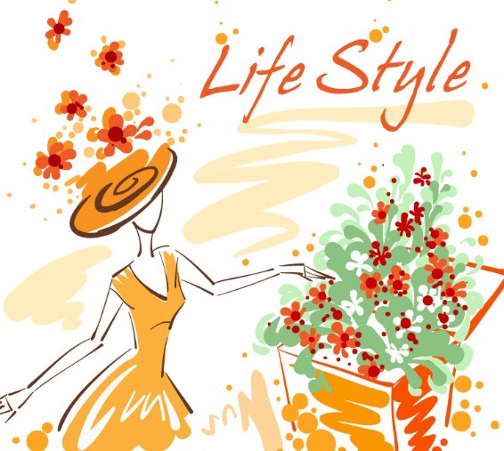 Fashion Hand Drawn Vector Spring Girl 06