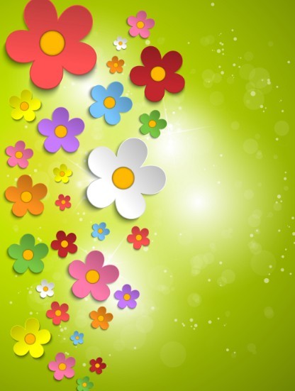 Paper Like Spring Flower Vector label 03