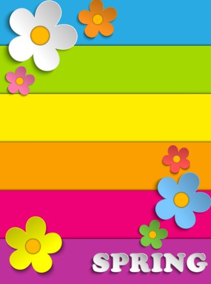 Paper Like Spring Flower Vector label 04