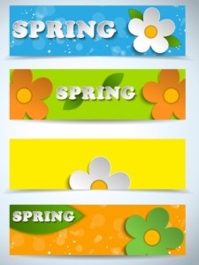 Set of Cartoon Spring Flower Banners 01