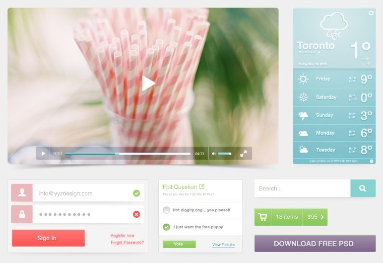 Beach Web UI Kit PSD