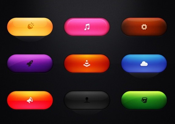 Colored Rounded Web Button PSD Template