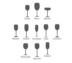 Flat Grey Wine Glasses Icon Set